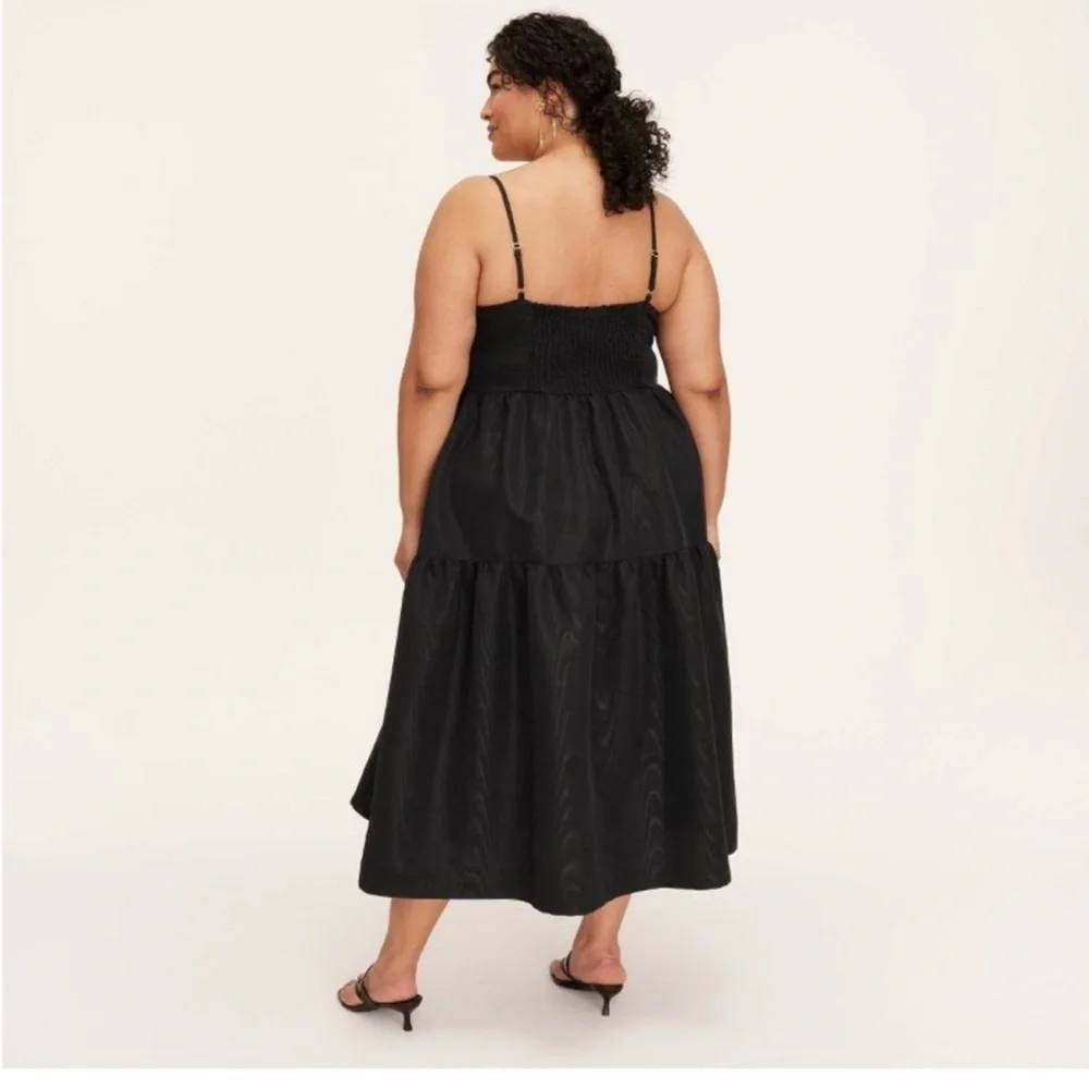 KATE SPADE Women’s Tiered Ruffle Midi Tank Dress -Black Plus Size 2x